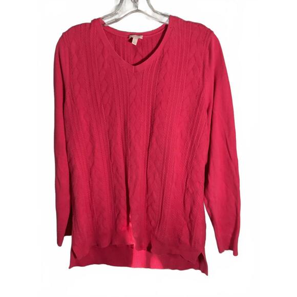 Talbots  Pink Cable Knit Lightweight Sweater for Layering Large - Picture 2 of 8